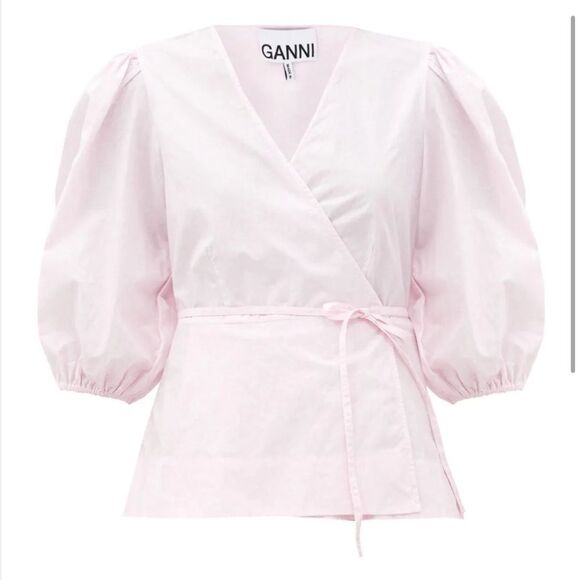 Ganni Pink Puff Sleeve Top - Picture 2 of 11